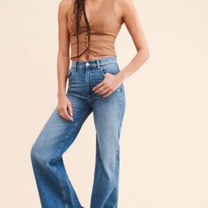 NWOT DL1961 Hepburn Wide-Leg Distressed Hem Jeans | Size 29